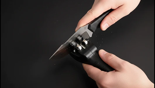 с помощью точилки и мусата