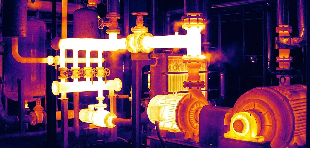 Тепловизионное изображение промышленного объекта в цветной палитре