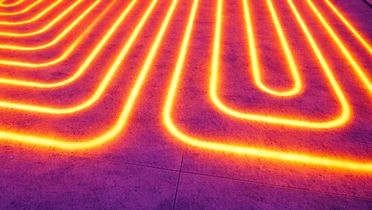 Тепловизионное изображение проверки труб теплого пола под стяжкой