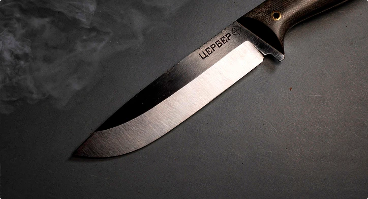 Закалка черного туристического ножа твердость 60-62 HRC