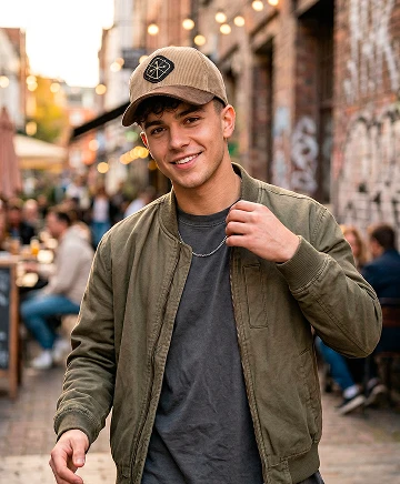 Бейсболка Windford Vintage бежевая фотография в парке